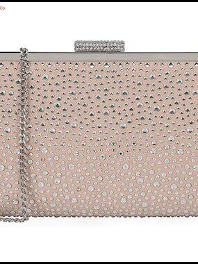 Crystal Clutch Purse Faux Suede Evening Bag for Party